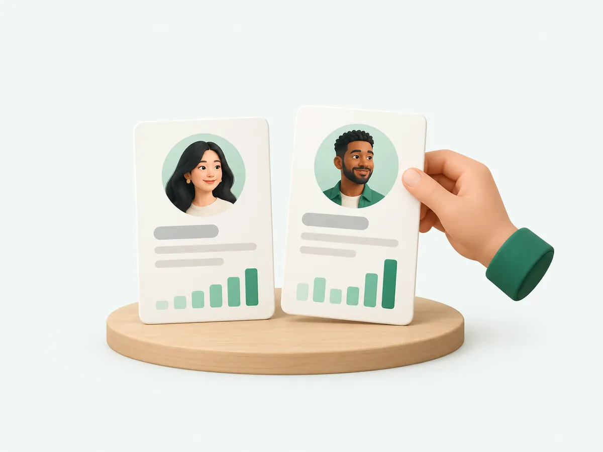 Two creator profiles laid side by side to compare