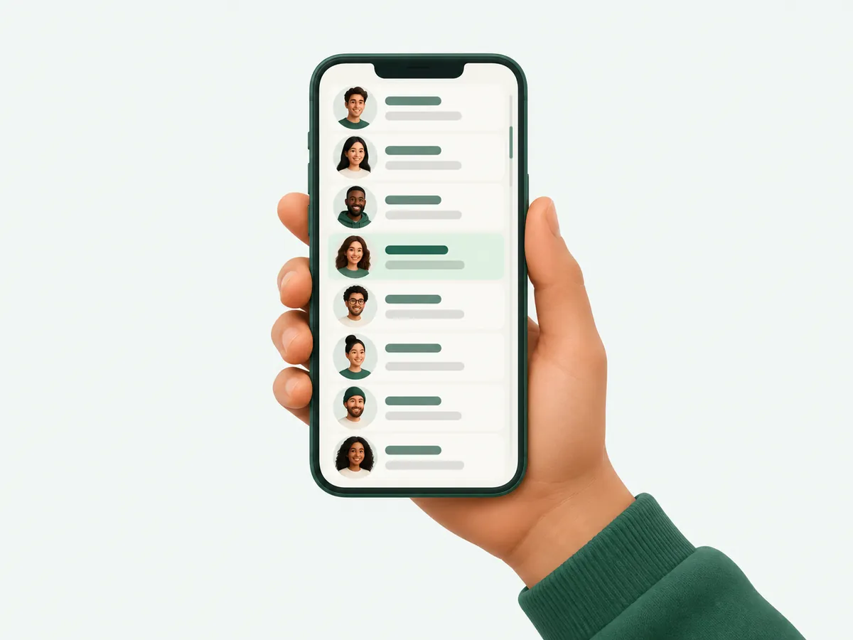 A long follower list scrolling on a phone