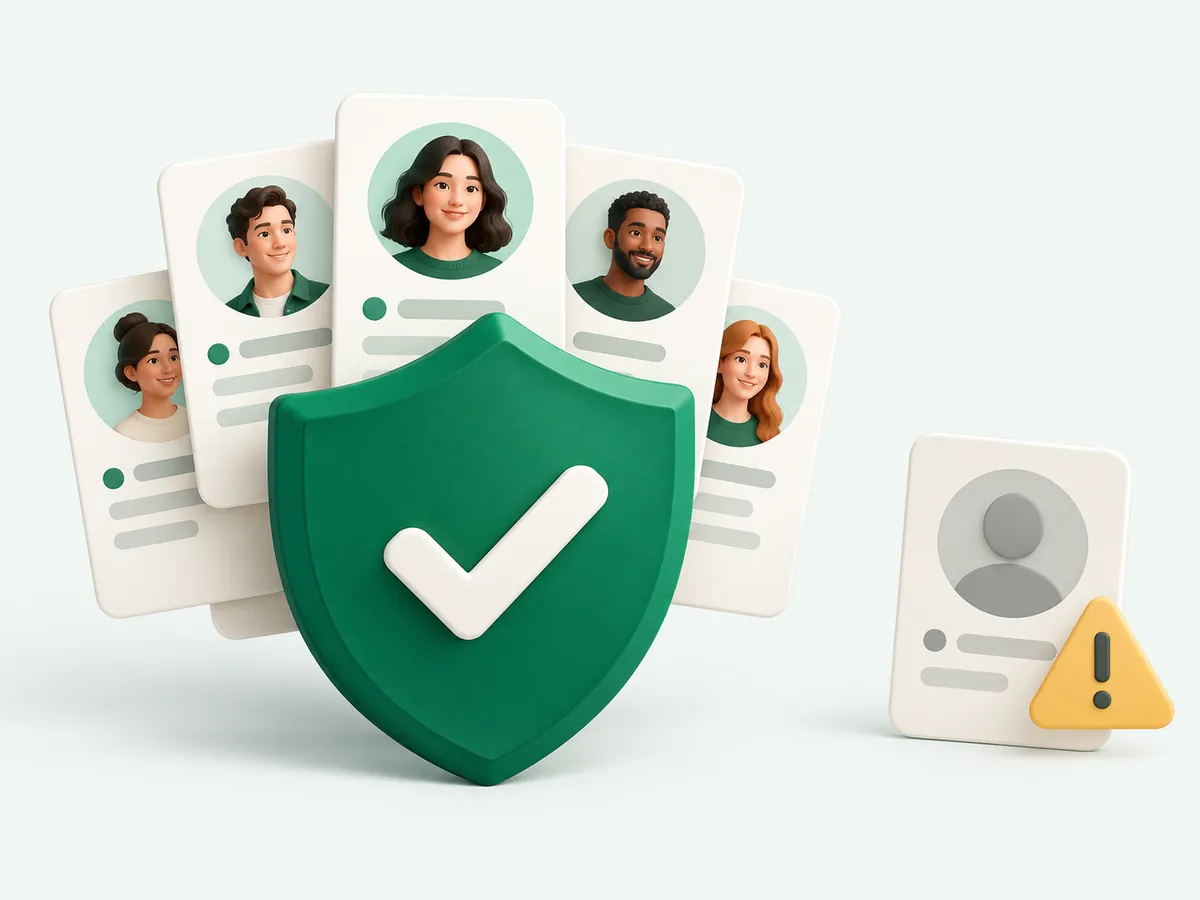 A shield protecting genuine profiles, a fake one set aside